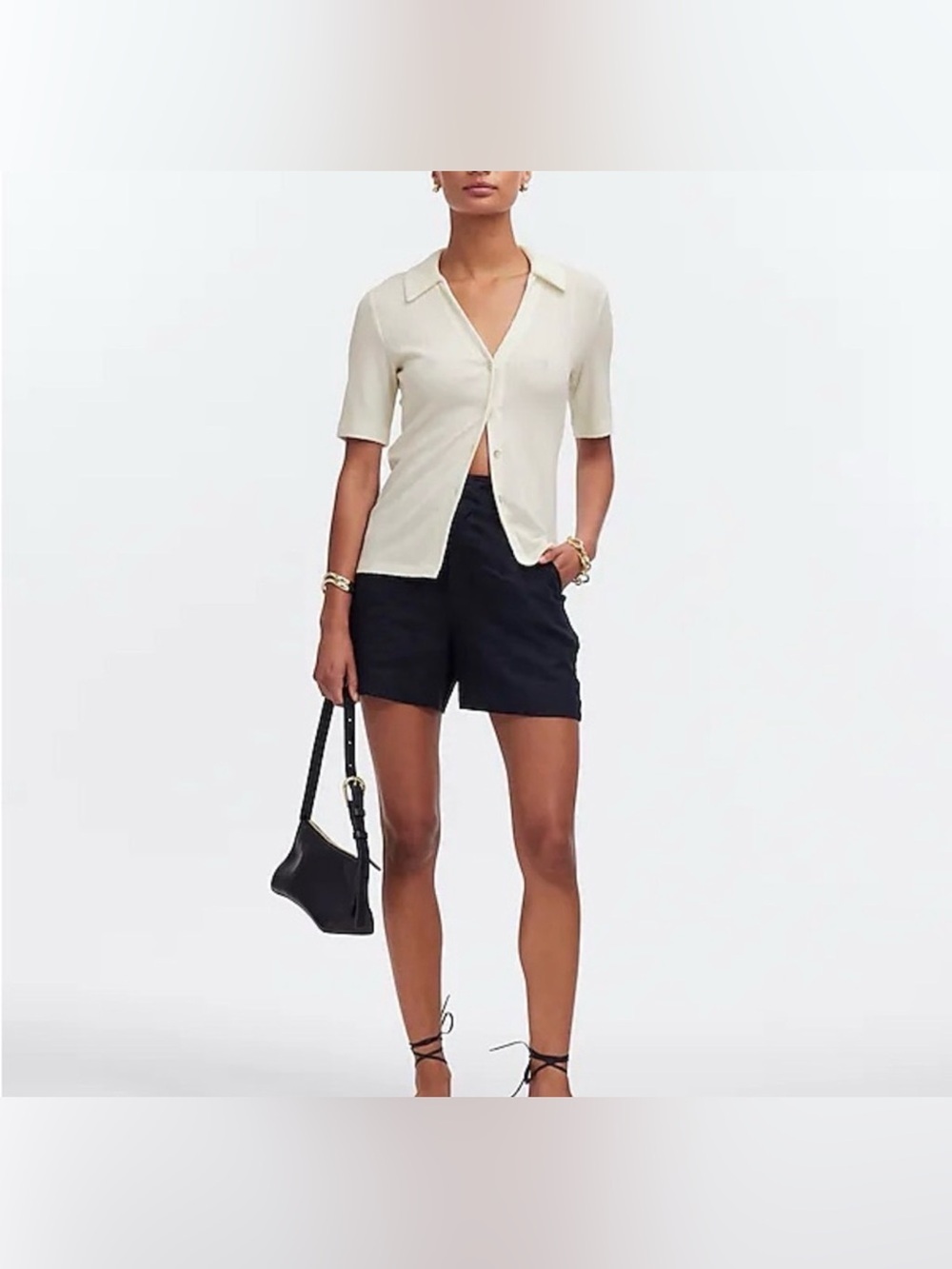 NWOT Madewell Cutaway‎ Hem Polo Top, Size M